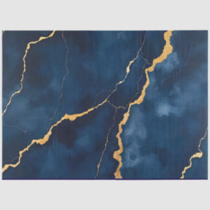 Trendy Navy Blauw Goud Marmer Collectie Tissuepapier