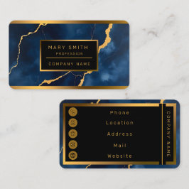Trendy Navy Blauw Goud Marmer Collectie Visitekaartje