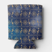 Trendy Navy Blauw Goud Zeemeermin Bohemian Monogra Blikjeskoeler (Achterkant)