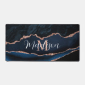 Trendy Navy Blue Agaat Roos Gold Glitter Desk Mat (Voorkant)