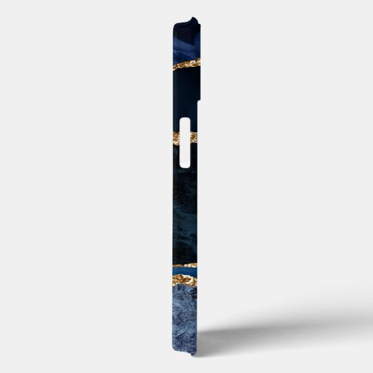 Trendy Navy Blue Agate Gold Glitter Monogram Case-Mate iPhone Case (Achterkant / Rechts)