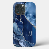 Trendy Navy Blue Agate Marble Geode Glitter Case-Mate iPhone Case (Achterkant)