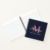 Trendy Navy Blue Blush Pink Monogram Calligrafie Notitieboek (Binnen)