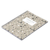 Trendy Navy Blue en Beige Terrazzo Notitieboek (Linkerzijde)