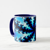 Trendy Navy Blue en White Fractal Mok (Voorkant links)