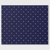 Trendy Navy Blue en White Polka Dots Cadeaupapier (Vlak)