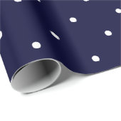 Trendy Navy Blue en White Polka Dots Cadeaupapier (Rol Hoek)