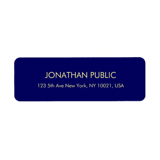 Trendy Navy Blue Faux Gold Font Retouradres Etiket (Voorkant)