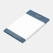 Trendy Navy Blue & Gold Foil Monogram Wreate Post-it® Notes (Schuin)