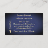 Trendy Navy Blue Gold Make-up Haarstylist Visitekaartje (Achterkant)