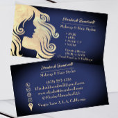  Trendy Navy Blue Gold Make-up Haarstylist Visitekaartje