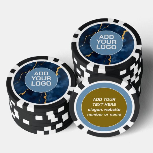 Trendy Navy Blue Gold Marble Collection Poker Chips (Opstapeling)