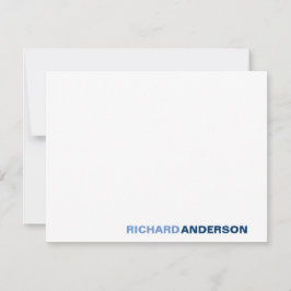 Trendy Navy Blue Modern Bold Font voor zijn naam Notitiekaartje