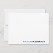 Trendy Navy Blue Modern Bold Font voor zijn naam Notitiekaartje (Voorkant)