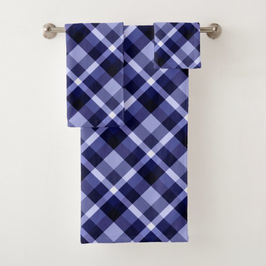 Trendy Navy Blue Pset Pattern Bath Towel set Bad Handdoek (Insitu)