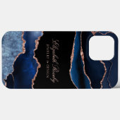 Trendy Navy Blue Roos Gold Black Business Case-Mate iPhone Case (Achterkant (horizontaal))