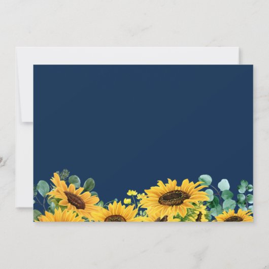 Trendy Navy Blue Sunflower bespaart onze nieuwe da Save The Date (Achterkant)