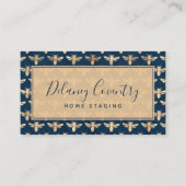 Trendy Navy & Gold bijen Professional Visitekaartje (Voorkant)