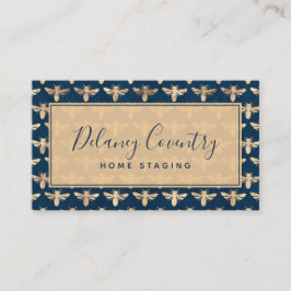 Trendy Navy & Gold bijen Professional Visitekaartje