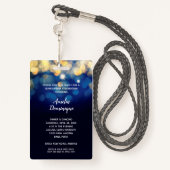 Trendy Navy Gold Bokeh Quinceañera Invite VIP Pass Badge (Achterkant met draagriem)