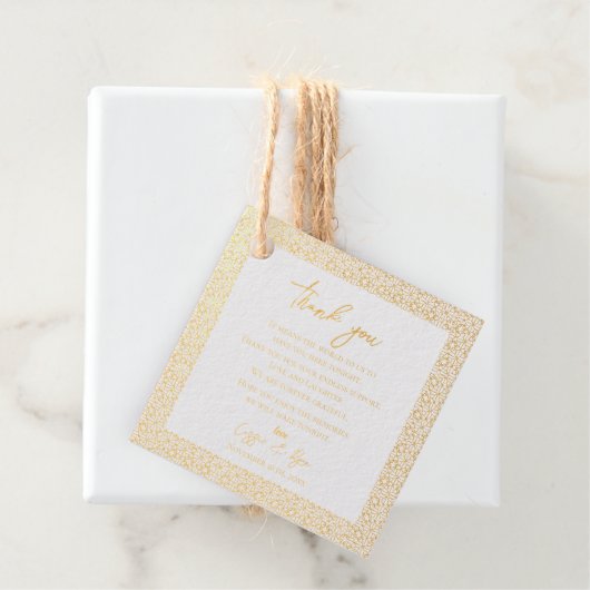 Trendy Navy Gold Design Wedding Bedankt Bericht Bedankjes Labels (Met doos)