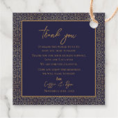Trendy Navy Gold Design Wedding Bedankt Bericht Bedankjes Labels (Achterkant)
