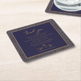 Trendy Navy Gold Design Wedding Bedankt Bericht Kartonnen Onderzetters