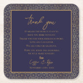 Trendy Navy Gold Design Wedding Bedankt Bericht Kartonnen Onderzetters (Voorkant)