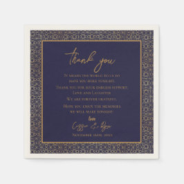 Trendy Navy Gold Design Wedding Bedankt Bericht Servet