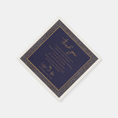 Trendy Navy Gold Design Wedding Bedankt Bericht Servet (Hoek)