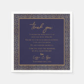 Trendy Navy Gold Design Wedding Bedankt Bericht Servet (Voorkant)