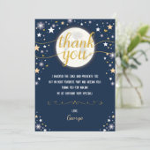 Trendy Navy & Gold Moon Twinkle Star Birthday Bedankkaart (Staand voorkant)