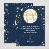 Trendy Navy & Gold Moon Twinkle Star Birthday Bedankkaart (Voorkant / Achterkant)