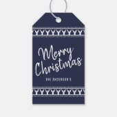 Trendy Navy Reindeer Typography Merry Christmas Cadeaulabel (Voorkant)
