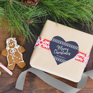 Trendy Navy Reindeer Typography Merry Christmas Hart Sticker