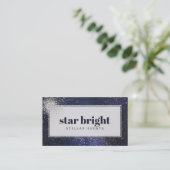 Trendy Navy & Silver Night Sky Professional Visitekaartje (Staand voorkant)