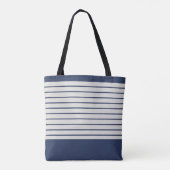 Trendy Navy Stripes Tote Bag (Achterkant)