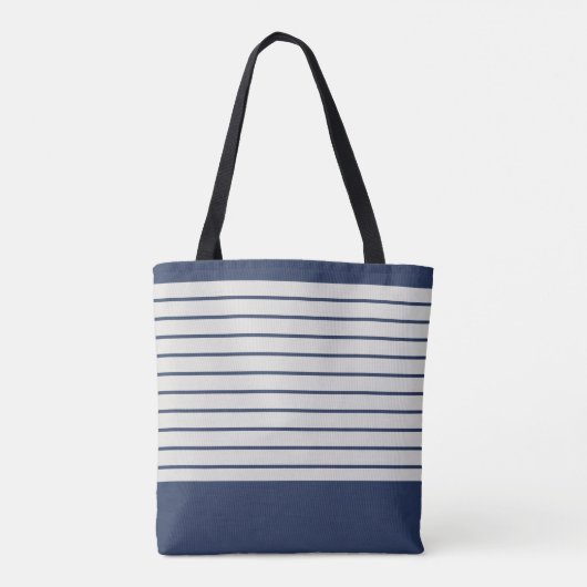 Trendy Navy Stripes Tote Bag (Achterkant)