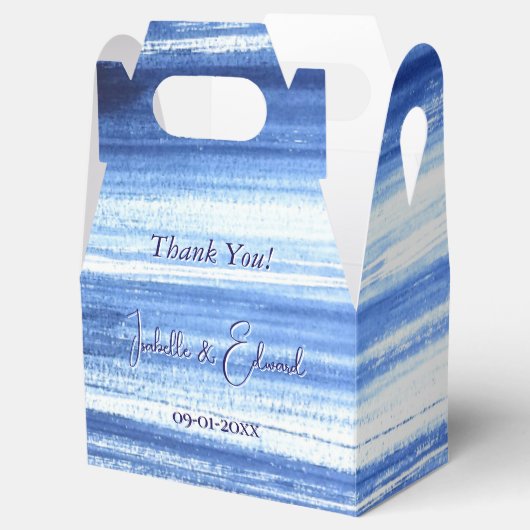 Trendy Navy Waterverf Brush Strokes Pattern Bedankdoosjes (Geopend)