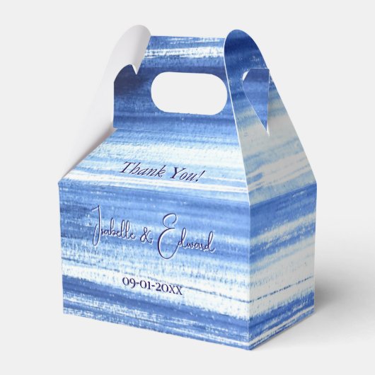 Trendy Navy Waterverf Brush Strokes Pattern Bedankdoosjes (Voorkant Zijde)