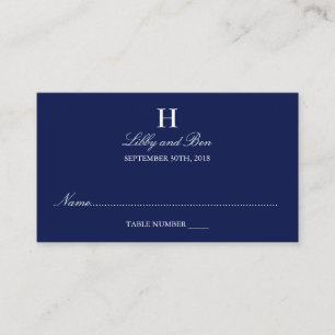 Trendy Navy & White Wedding Plaatskaartje
