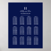 Trendy Navy & White Wedding Seating Chart Poster (Voorkant)