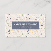 Trendy Navy Yellow & Green Terrazzo Visitekaartje (Voorkant)