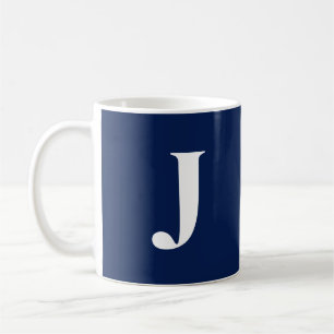 Trendy Navyblauw C41 Witte Initiële Monogram Op Ma Koffiemok