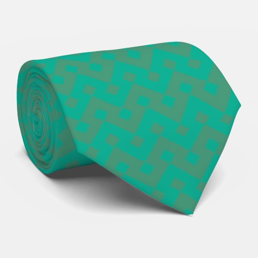 Trendy Necktie, Emerald Green Geometric Pattern Stropdas (Opgerold)