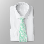 Trendy Neo Mint Bloemendessin Heren Trouwfeest Stropdas (Gebonden)