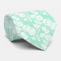 Trendy Neo Mint Floral Pattern Groomsmen Wedding