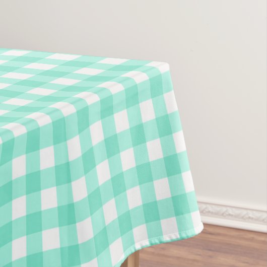 Trendy Neo Mint Gingham Controleert Patroontablet Tafelkleed (Voorbeeld)