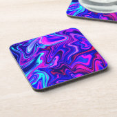 Trendy neon blauw roze turquoise Abstract Bier Onderzetter (Linkerzijde)