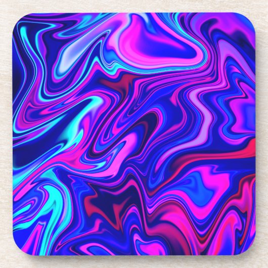 Trendy neon blauw roze turquoise Abstract Bier Onderzetter (Voorkant)